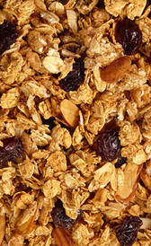 cereales de desayuno con base de maíz, avena y trigo, dorados con miel, alimento rico en vitamina B5 y vitamina D